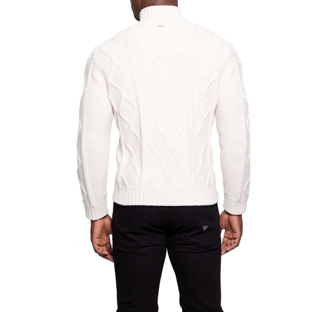 GUESS Mens Long Sleeve‎ Diamond Cable Half Zip Knit Sweater Yarn Blend Sz XXL - Picture 2 of 13